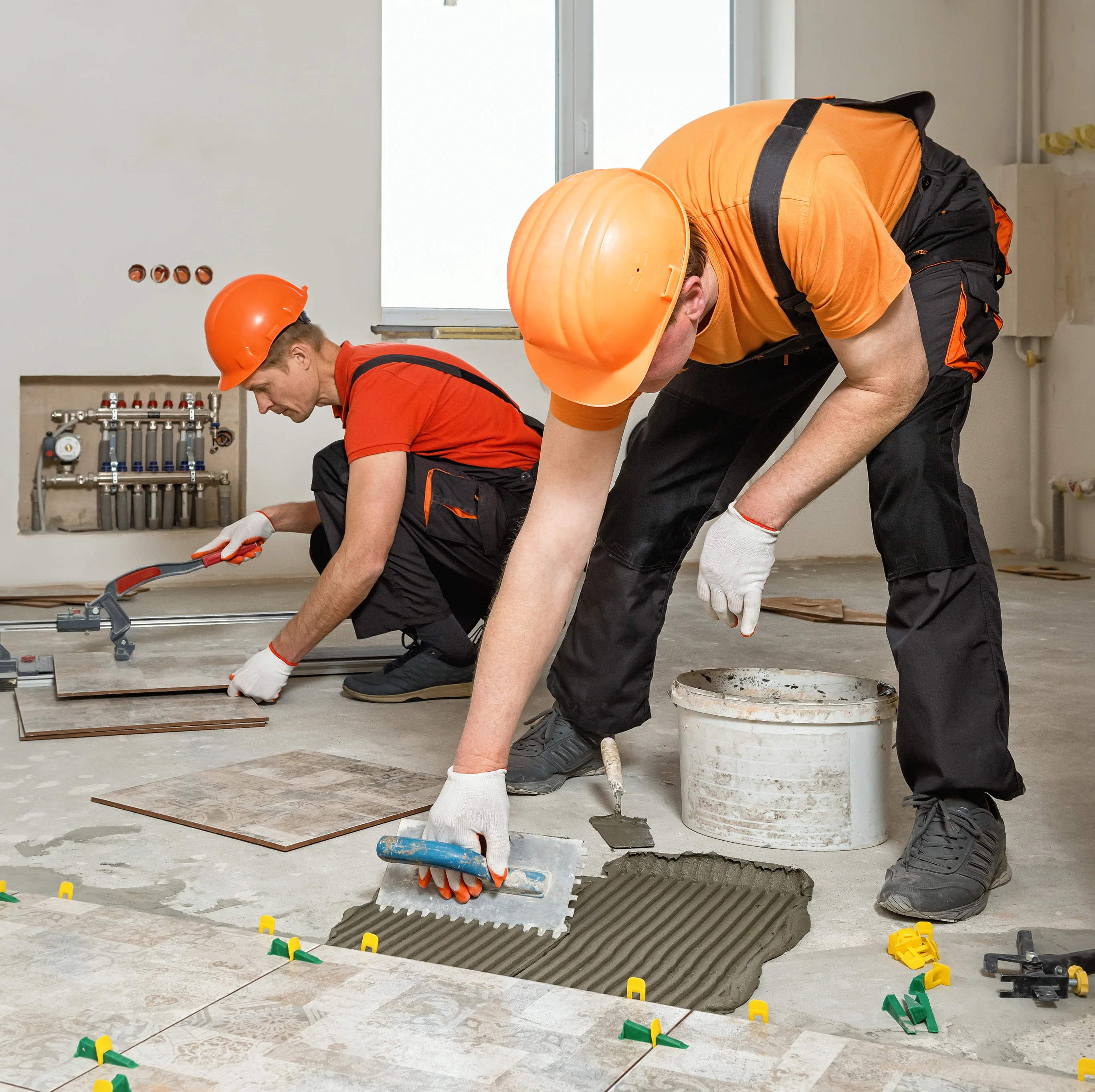 Wall and Floor Tiling students at work